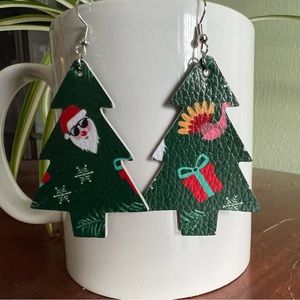 NWT Christmas Faux Leather Earrings
